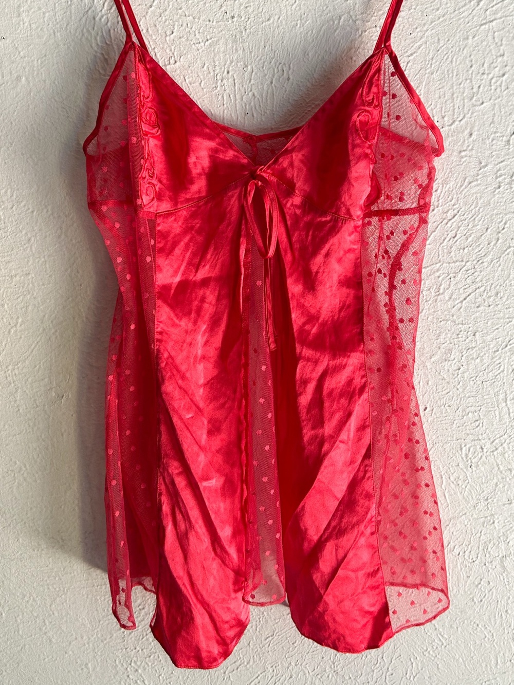 Y2K 2000 Victoria’s Secret Red Silk Babydoll Slip Top Small